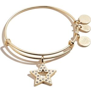Alex and Ani Pavé Star Charm Gold Tone Bangle Festive